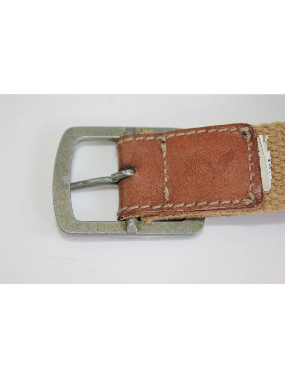 Y2K American Eagle Men Reversible Canvas Belt 40 Tan Navy Neon Green Stripe Web